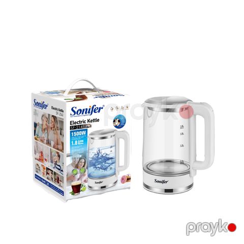 Sonifer SF-2141 Elektrikli Şüşə Çaydan – 1.8L 1500W Göy LED İşıqlı — Bakı