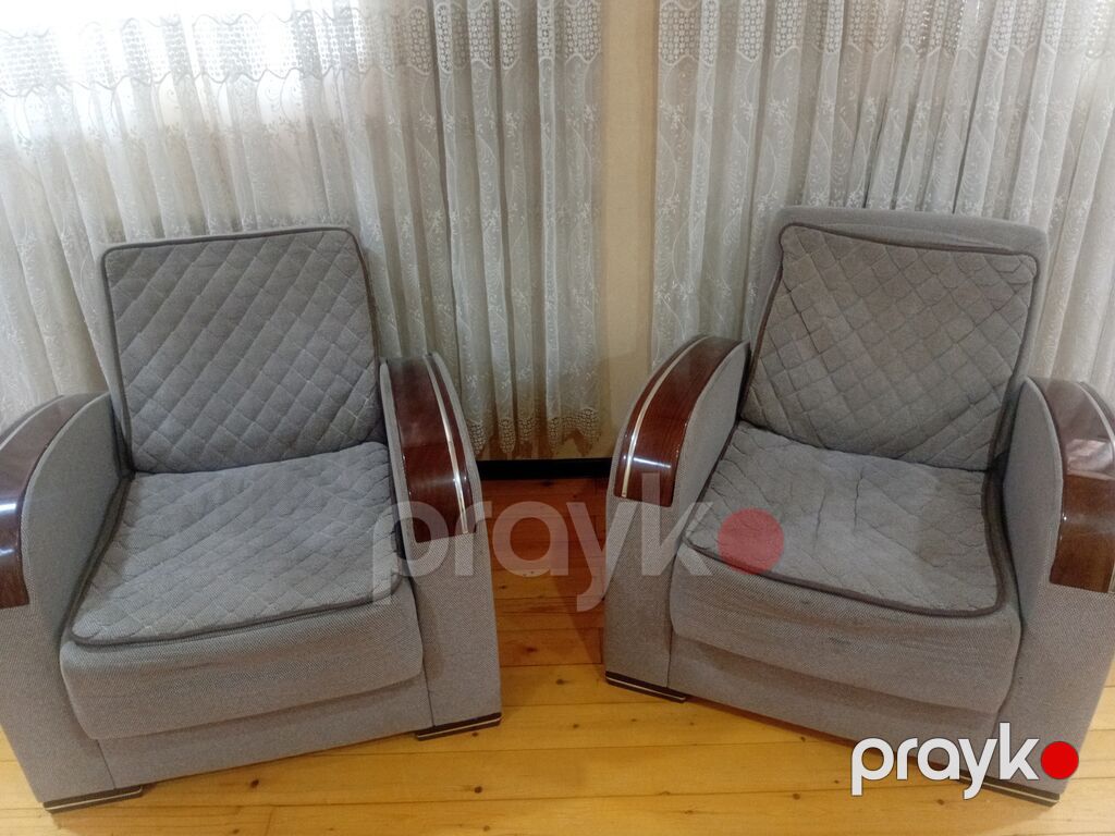 Qonaq otağı üçün mebel və elektronika dəsti - Divan + 2 kreslo: Boz — Qonaq otağı üçün, Masazır (2)