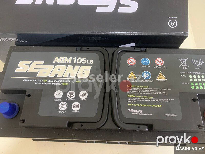Akkumulyator Sebang Agm 105 Ah R — Akkumulyatorlar, Bakı (3)