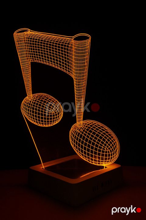 Gecə Lampası 3D Akril, narıncı, 20x30 sm, musiqi notası - lightdekor227 — Bakı