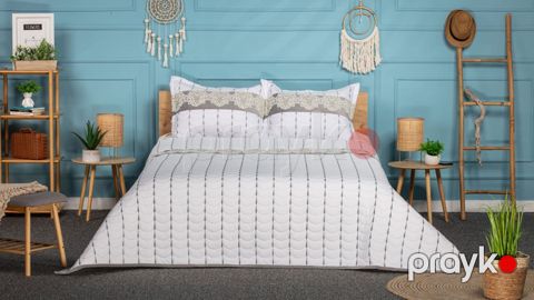 Örtük Pima Cotton SHA-00001036, 170x230 sm, bir yarım, ağ/boz — Bakı