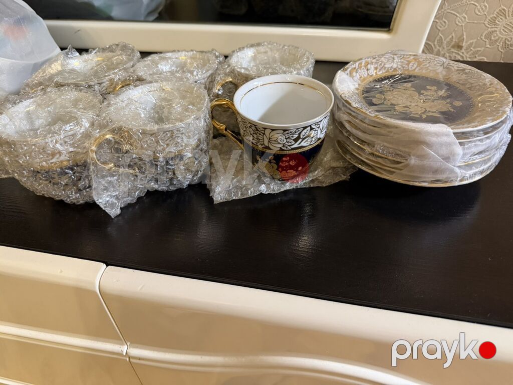 Çay dəsti, rəng - Qızılı, Farfor, 6 nəfərlik — Süfrə qabı, Digah (2)