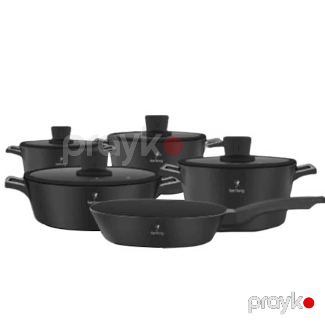 Qazan dəsti Berllong BOS SET-09_RB, qranit, qara, 20/24/28 sm, 9 parça + əl blenderi hədiyyə — Mallar, Bakı (2)