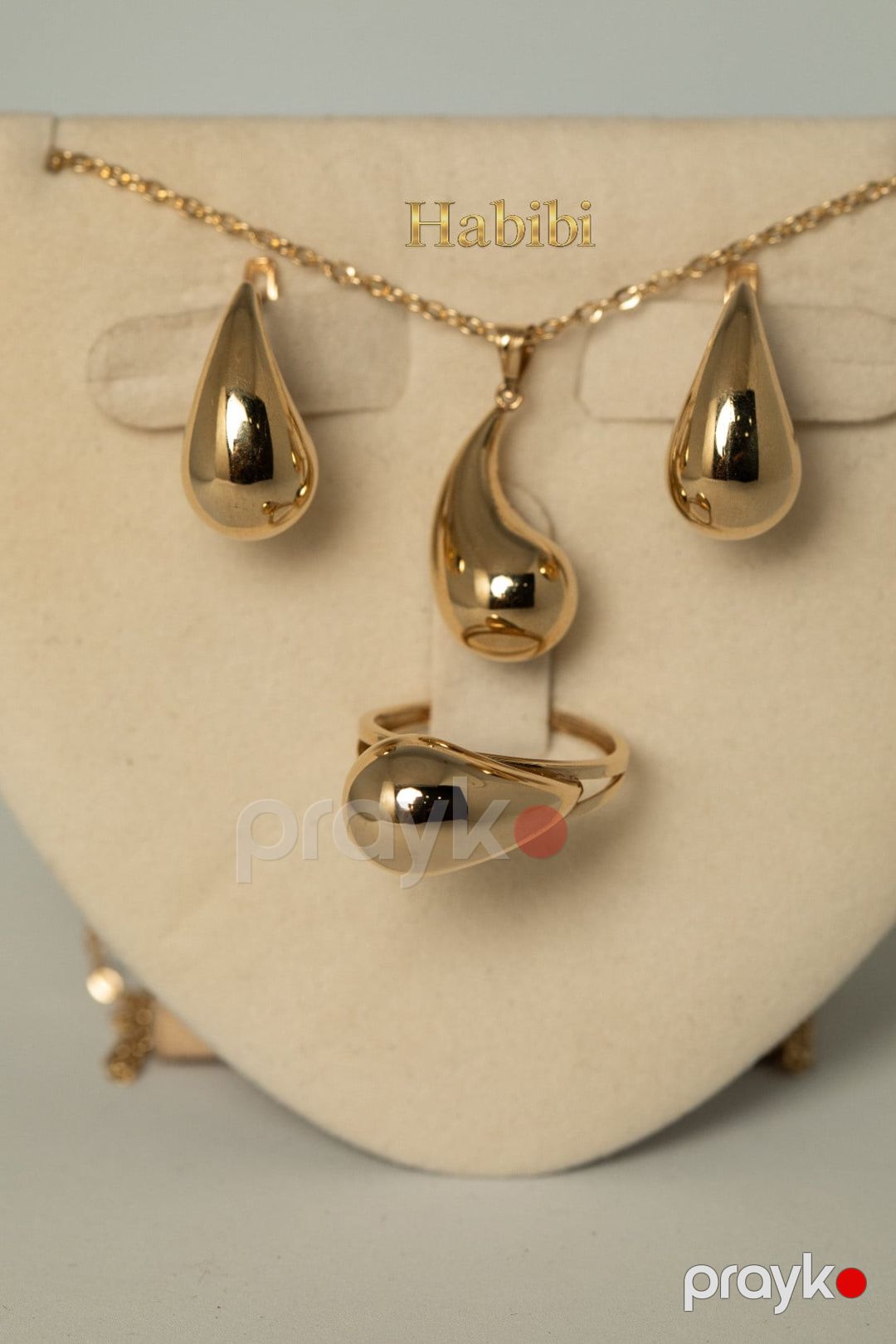 Zinət dəsti kulonlu zəncir, sırğa və üzük Habibi Jewellery HJ785, qızıl 585 əyar, 7.88 q — Mallar, Bakı (2)