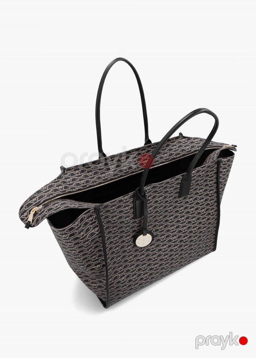 Emporio Armani Large Logo Shopper Bag in Nero&Ecru — Şəxsi əşyalar, Bakı (2)
