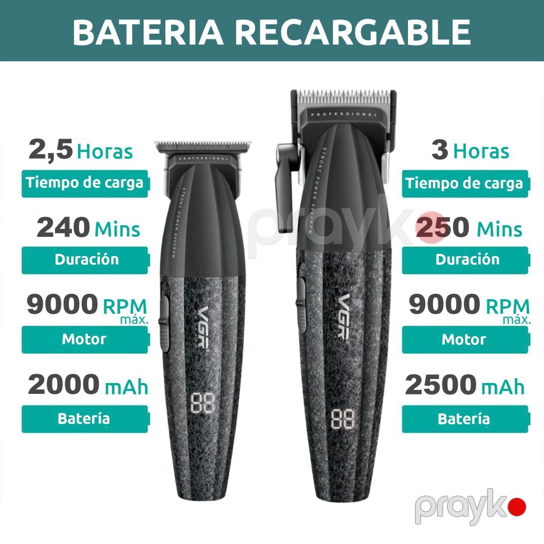 Professional təraş aparatı dəsti VGR 640 S3 2500MAH 9000RPM Ceramic Blades Cord/Cordless — Gözəllik və səhiyyə, Bakı (2)