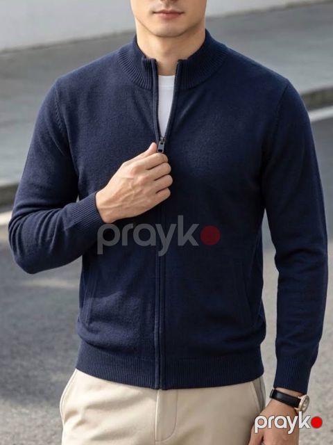 Kişi kardiqanı No brand, Klassik, Göy, Pambıq, XL — Bakı