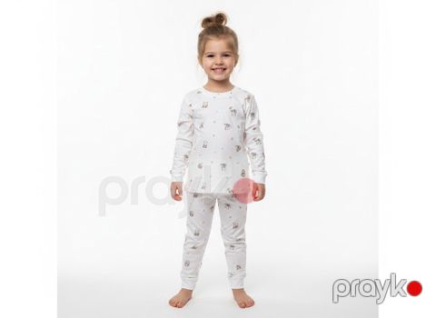 Şalvarlı pijama dəsti 0655, ağ, pambıq, 2 yaş