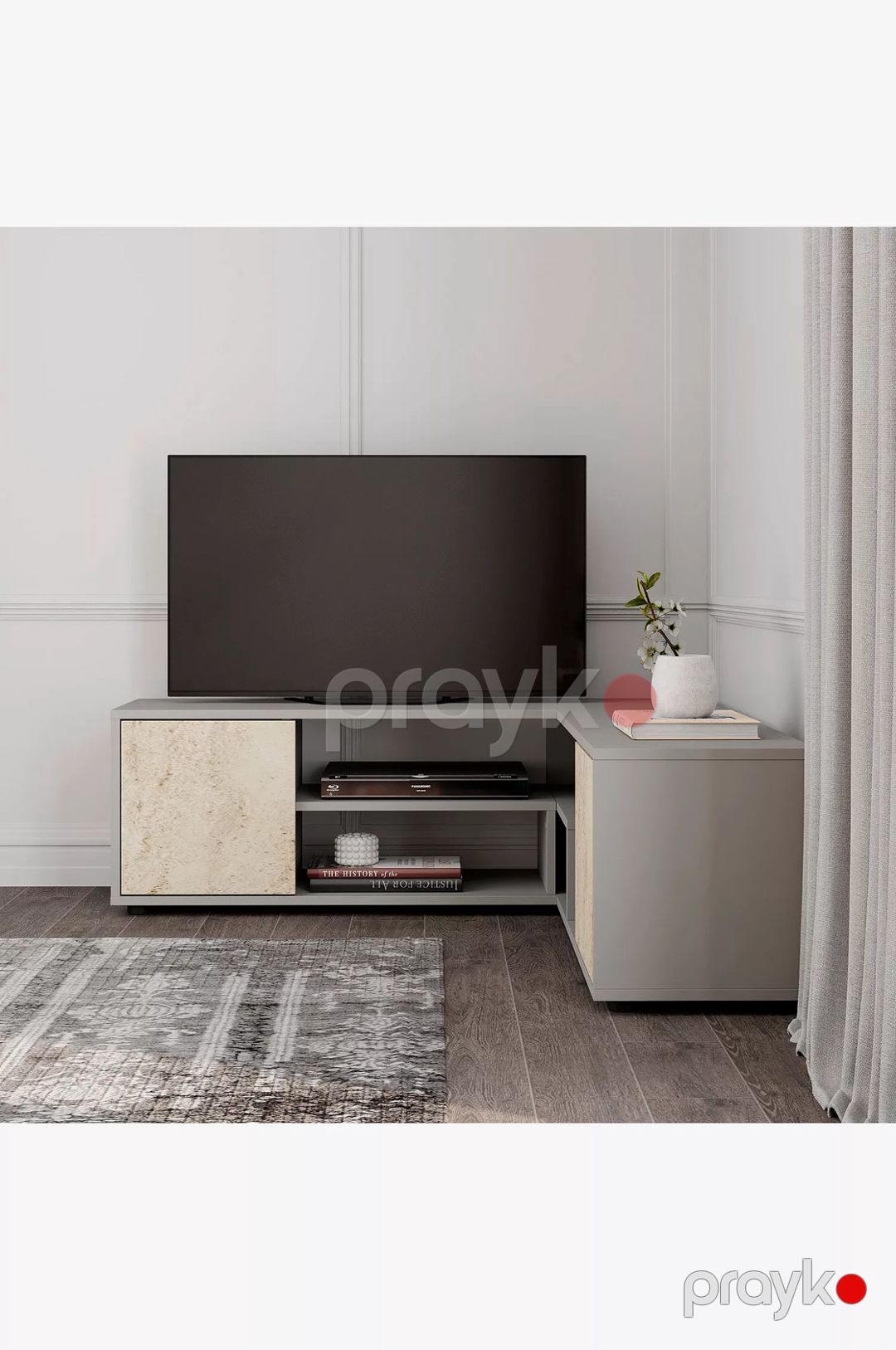 Tv üçün tumba Elegant Wood ZARR1120, boz, laminat, 120x40x35 sm — Mallar, Bakı (2)