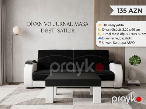 135 Azn Divan Acilir Bazali ve Jurnal masa əla veziyyetde.unvan — Bakı