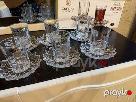 Çay dəsti, Xrustal, Bohemia, 6 nəfərlik, Çexiya — Digah