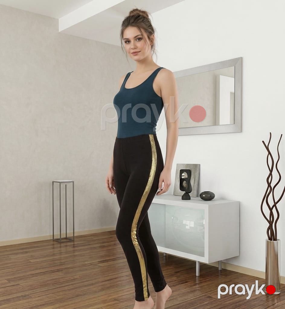 Qadınlar üçün leqqins Lady 02062052_RB qara/qızılı, ölçü One Size — Mallar, Bakı