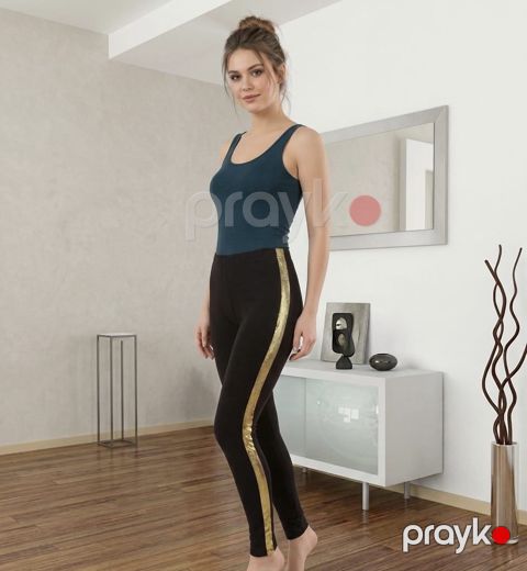 Qadınlar üçün leqqins Lady 02062052_RB qara/qızılı, ölçü One Size — Bakı