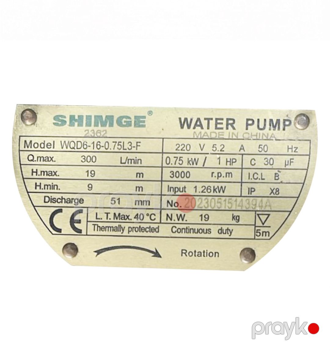 Salınan nasos Shimge, 6-16-0.75, 750 Vt — Mallar, Bakı (2)