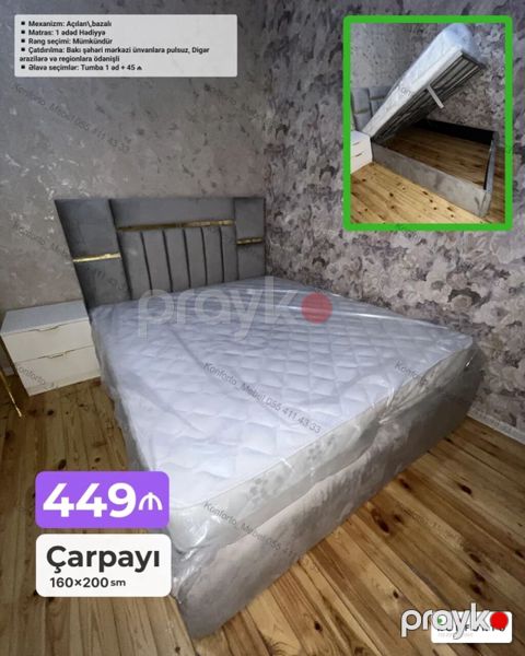 Çarpayı – 160×200 sm - Mexanizm: açılan, bazalı (yuxarı qalxan — Bakı