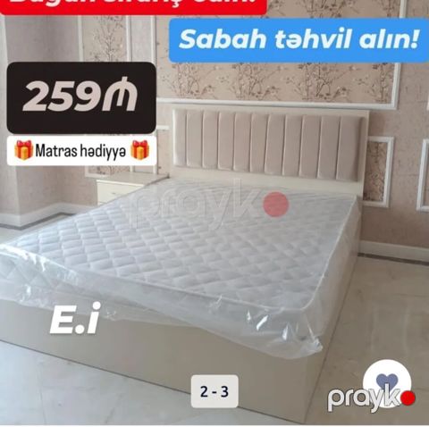 Mebel dəsti – rahat başlıq və baza ilə iki nəfərlik çarpayı. - Yumşaq — Bakı