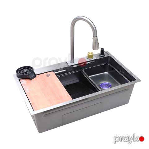 Mətbəx çanağı LS-7845FBB-1 SS201 3.0+0.8 780x450x220 qara — Bakı