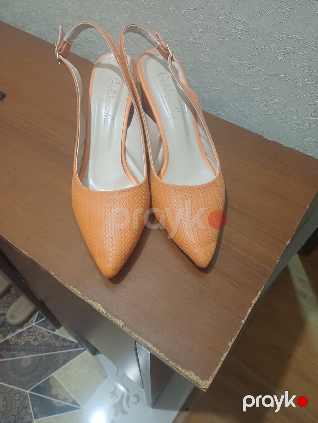 Narıncı rəngli xanım ayaqqabısı – açıq dabanlı slingback model — Tufl, Sumqayıt (6)