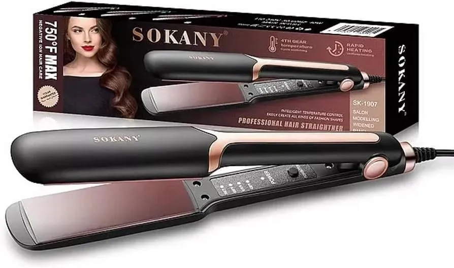 Sokany SK-1907 Professional Saç Düzləşdirici – Keramik Ütü, Sürətli Qızma — Bakı
