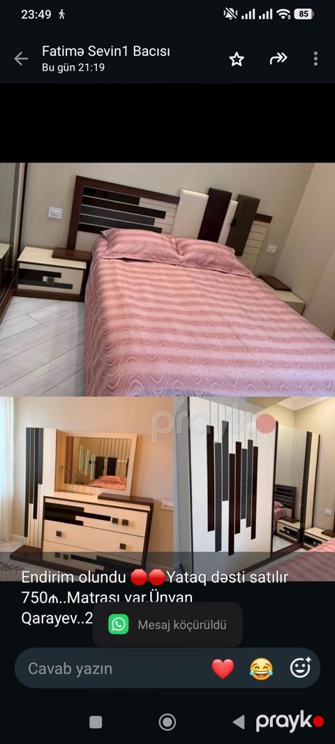 Endirim olundu Yataq dəsti satılır 750₼. Matrası var.Ünvan