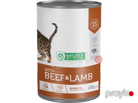 Yetkin pişiklər üçün nəm yem Nature's Protection, mal əti və quzu ilə, 400 q — Bakı