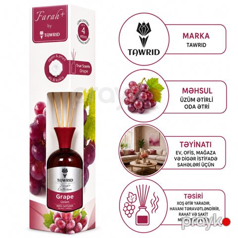 Aromatik diffuzor Tawrid Farah+ Grape, 100 ml — Bakı