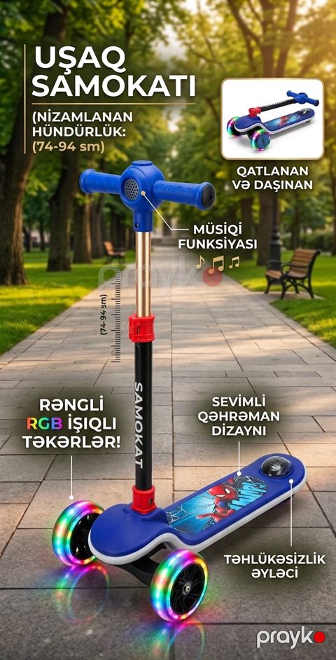 Qatlanan samokat, göy — Bakı