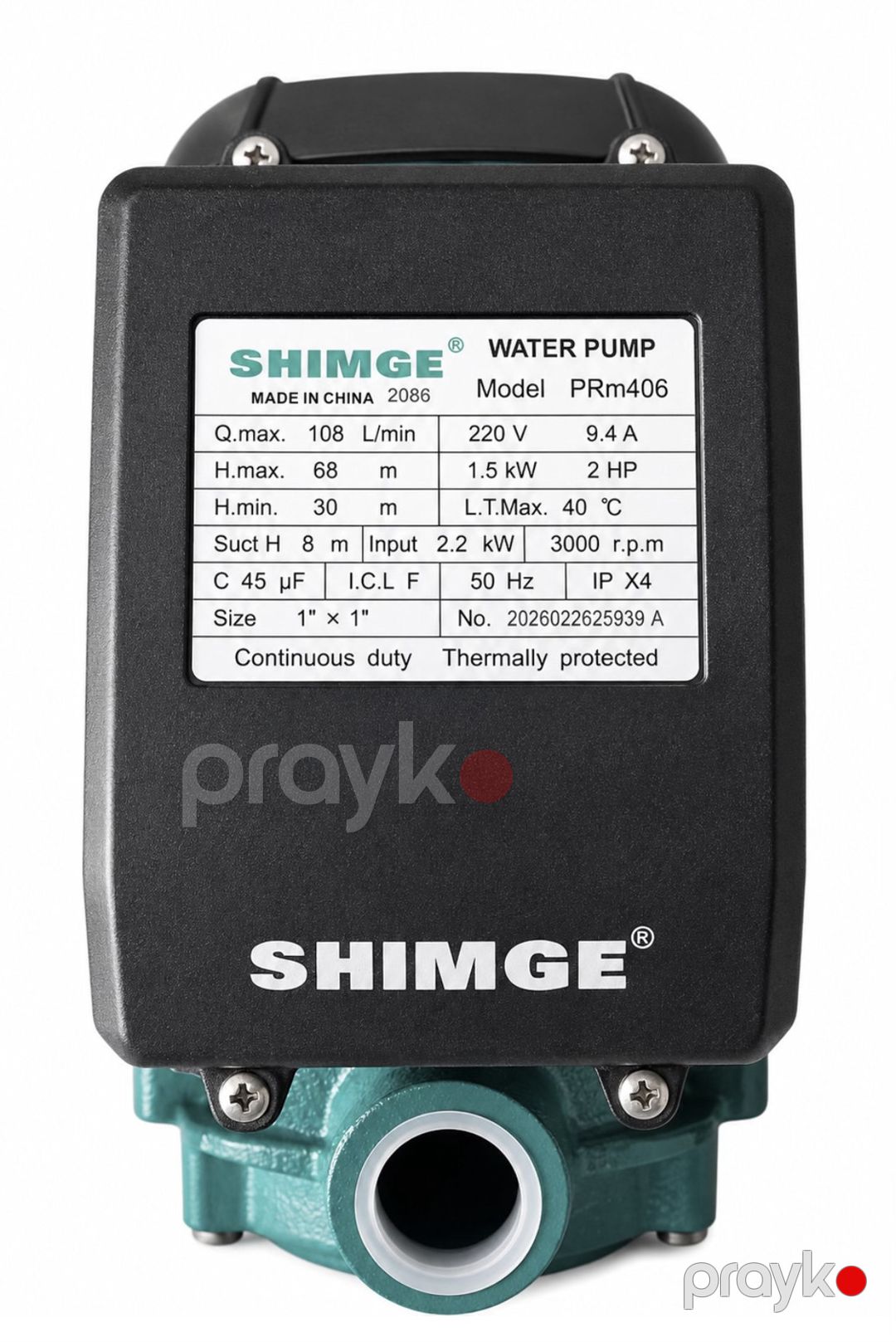 Mərkəzdənqaçma nasosu Shimge PRM406, 1500 Vt, 68 m, 108 litr/dəq — Mallar, Bakı (2)