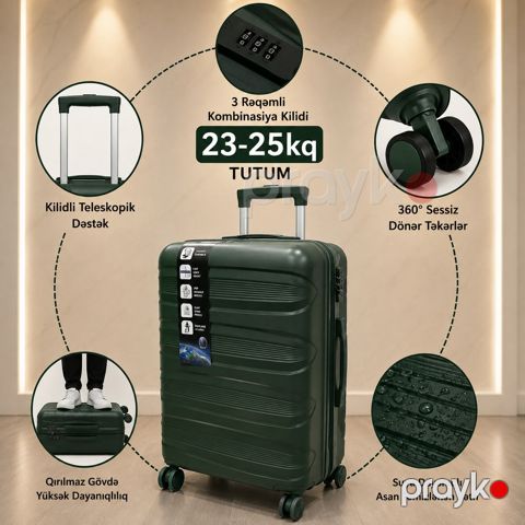 Çamadan VC2699131, ABS plastik, tünd yaşıl, 4 təkər, ölçü 2XL — Bakı