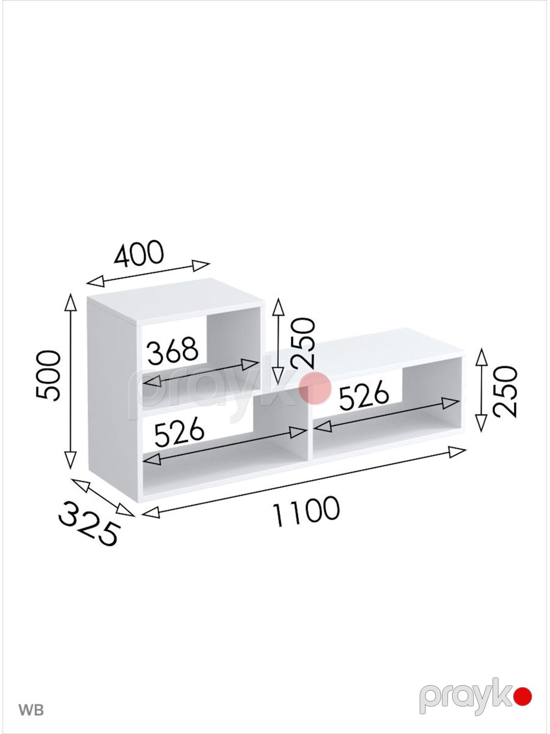 TV üçün tumba 3563_StellajTvLongWhite, 110x50x32.5 sm, Ldsp, ağ — Mallar, Bakı (3)