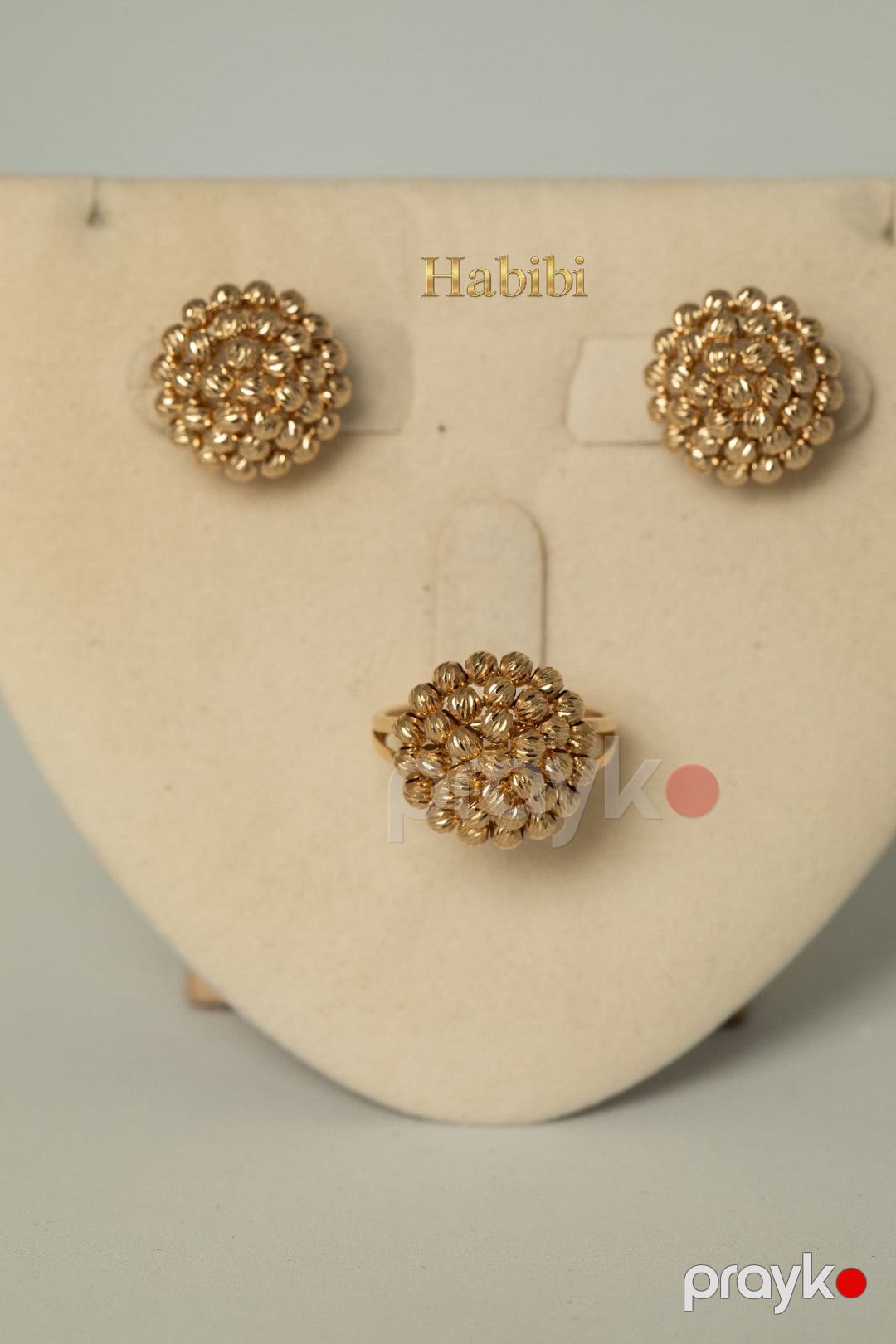 Zinət dəsti sırğa və üzük Habibi Jewellery HJ800, qızıl 585 əyar, 5.37 q — Mallar, Bakı (2)