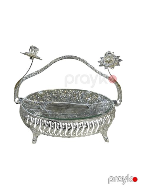 Şirniyyat üçün qab 23837320, şüşə, gümüşü — Bakı