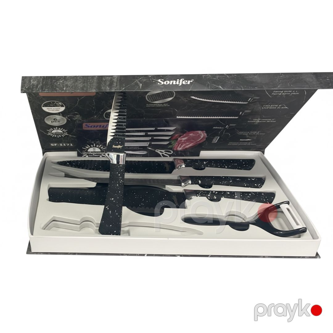 Sonifer SF-1171 Professional Mətbəx Bıçaq Dəsti – 6 Parça, Qranit Örtüklü və Erqonomik Dizayn — Mətbəx texnikası, Bakı (2)