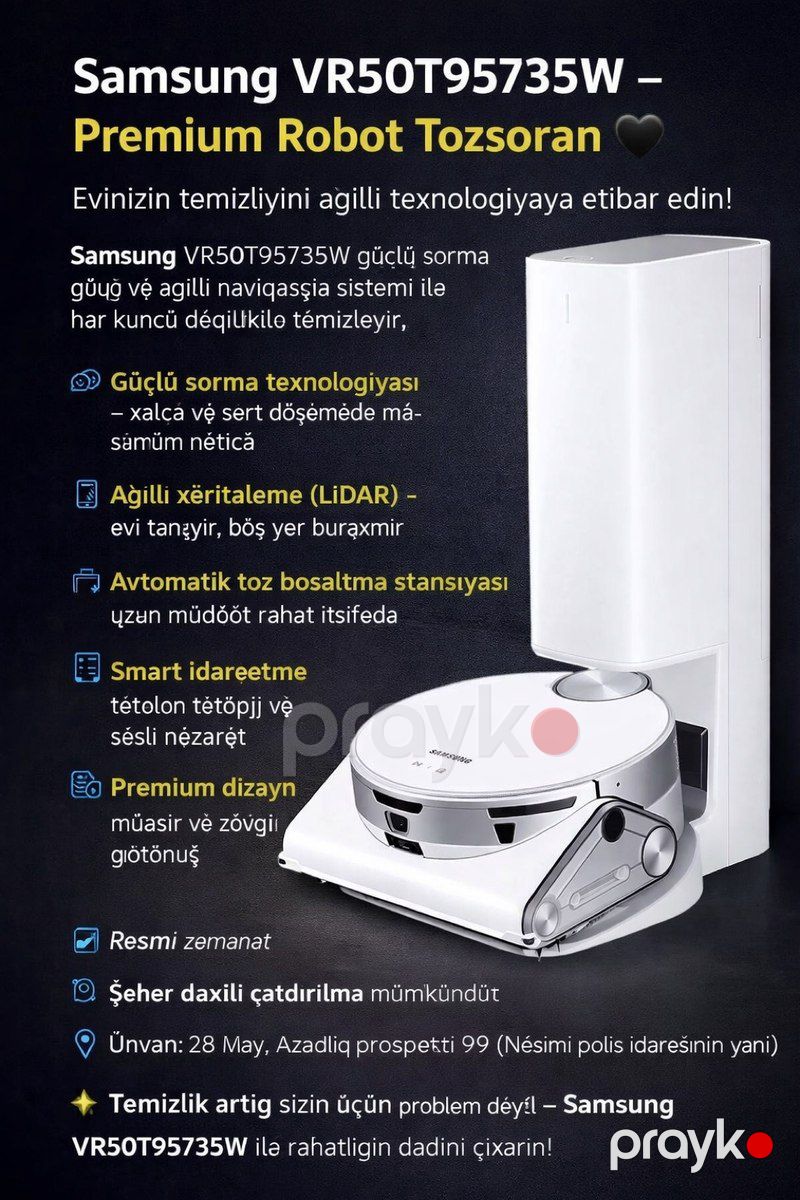 Robot tozsoran Samsung VR50T95735W — Ev texnikası, Bakı (2)