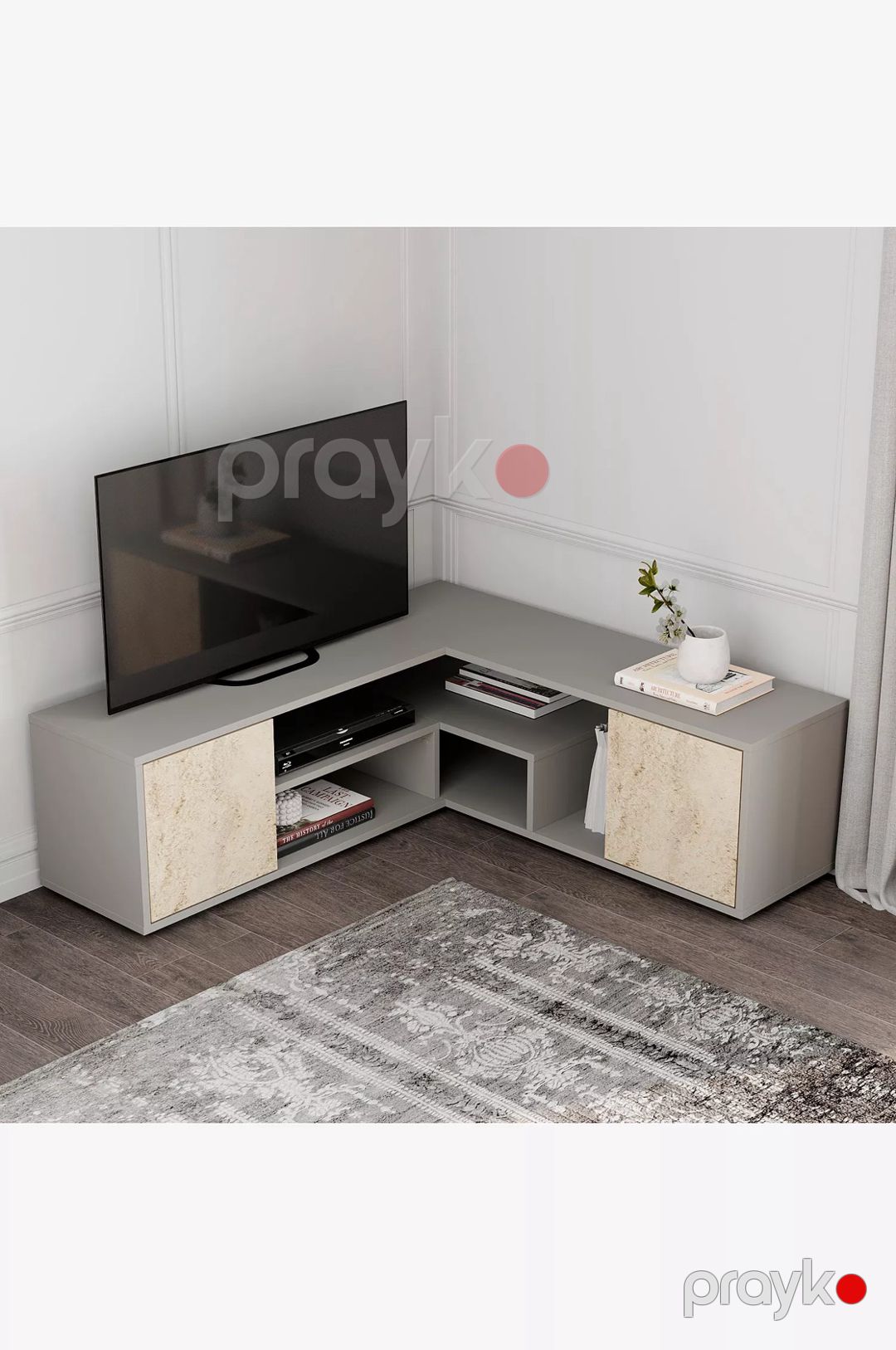 Tv üçün tumba Elegant Wood ZARR1120, boz, laminat, 120x40x35 sm — Mallar, Bakı (3)