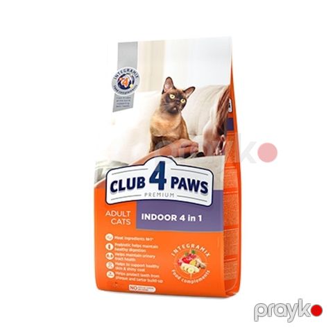 Quru yem Club 4 Paws Premium Indoor 4 in 1 pişiklər üçün, 1 kq çəki ilə — Bakı