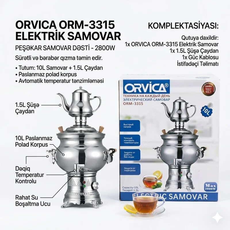 Samovar Orvica ORM-3315 2800 Vt — Bakı