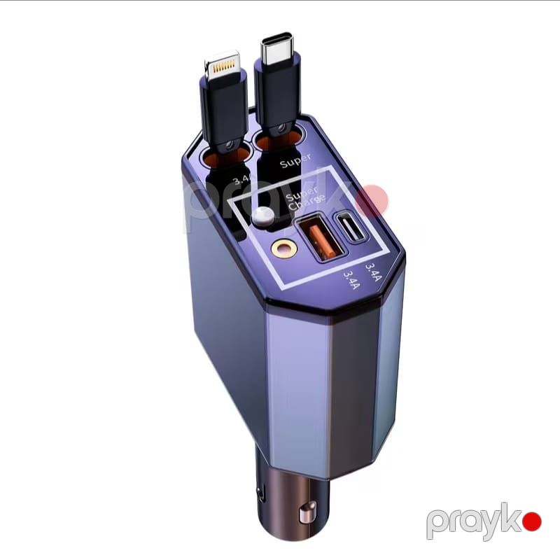 120W Super Fast Charging – Çıxarılan Kabel və Çoxçıxışlı Universal Avtomobil Adapteri — Ehtiyat hissələri və aksesuarlar, Bakı (3)