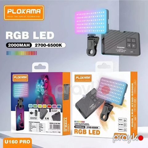 Plokama U160 Pro RGB Portativ LED İşıqlandırıcı 2700-6500K, 2000mAh — Bakı