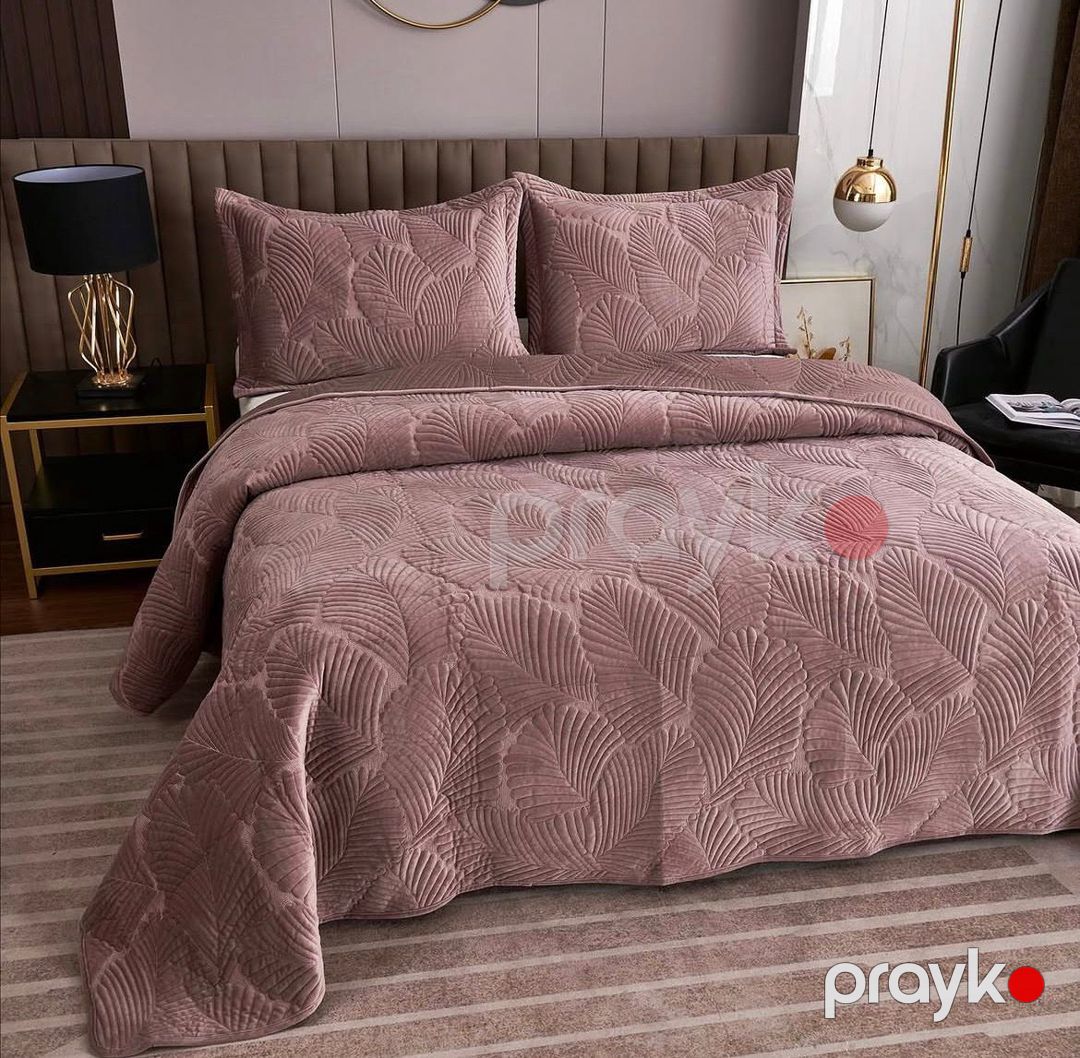 Örtük dəsti Bulumarine 2239010, 220x240 sm, ikinəfərlik, velür, çəhrayı — Mallar, Bakı (2)