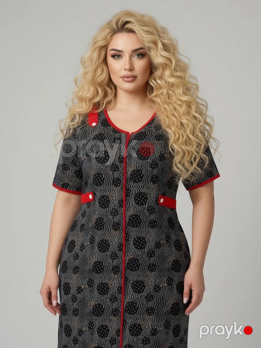Qadınlar üçün ev xələti WB10 Tünd boz Pambıq Ölçü 4XL — Mallar, Bakı (2)