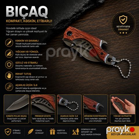 Bıçaq, paslanmayan polad/taxta/polad — Bakı