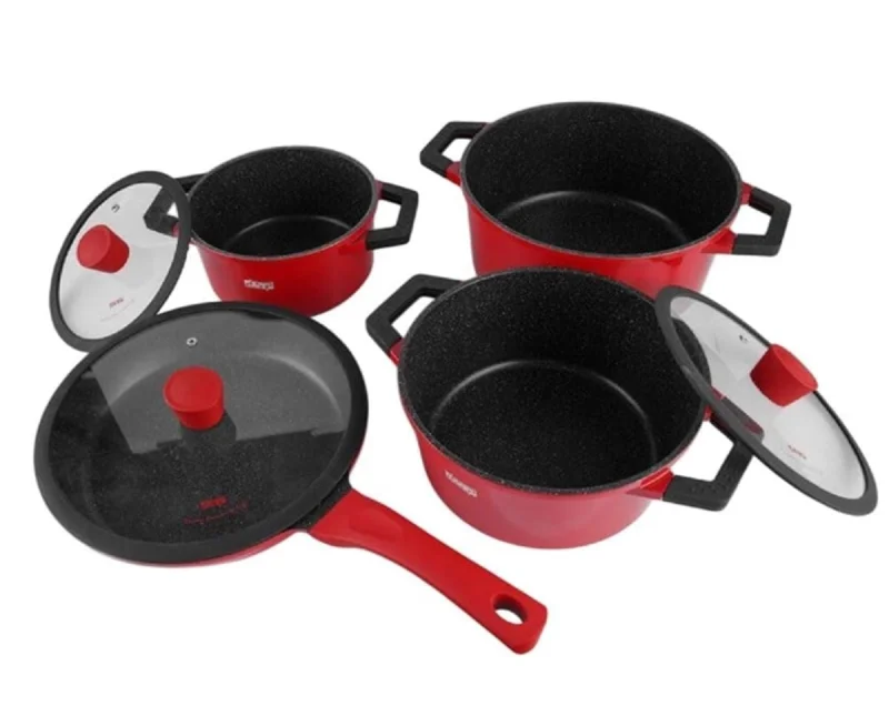 Qazan və tava dəsti DSP FRDs01, qırmızı, 7 parça — Bakı