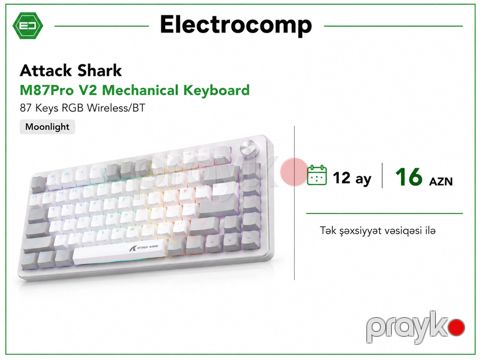 Attack Shark M87 Pro V2 Mechanical Keyboard (Moonlight) — Bakı