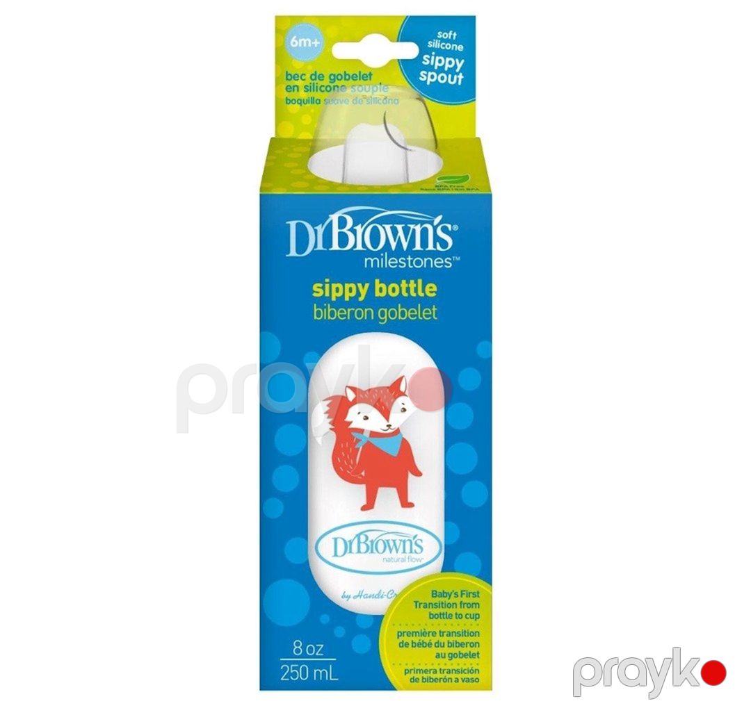 Yastıburun əmzikli polipropilen butulka Milestones Milestones Fox, 6 ay+, 250 ml Dr. Brown's — Mallar, Bakı