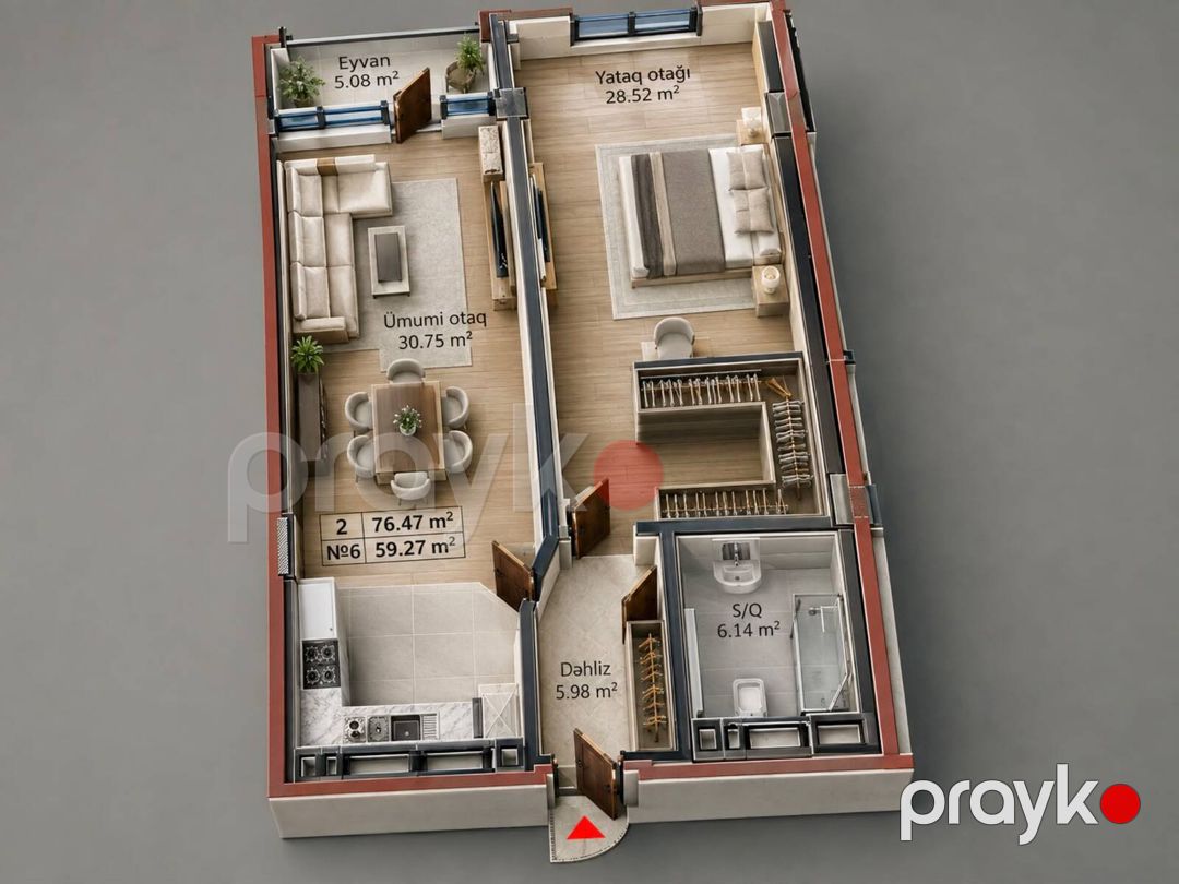 Satılır 2 otaqlı yeni tikili 76 m² — Mənzil, Bakı (2)