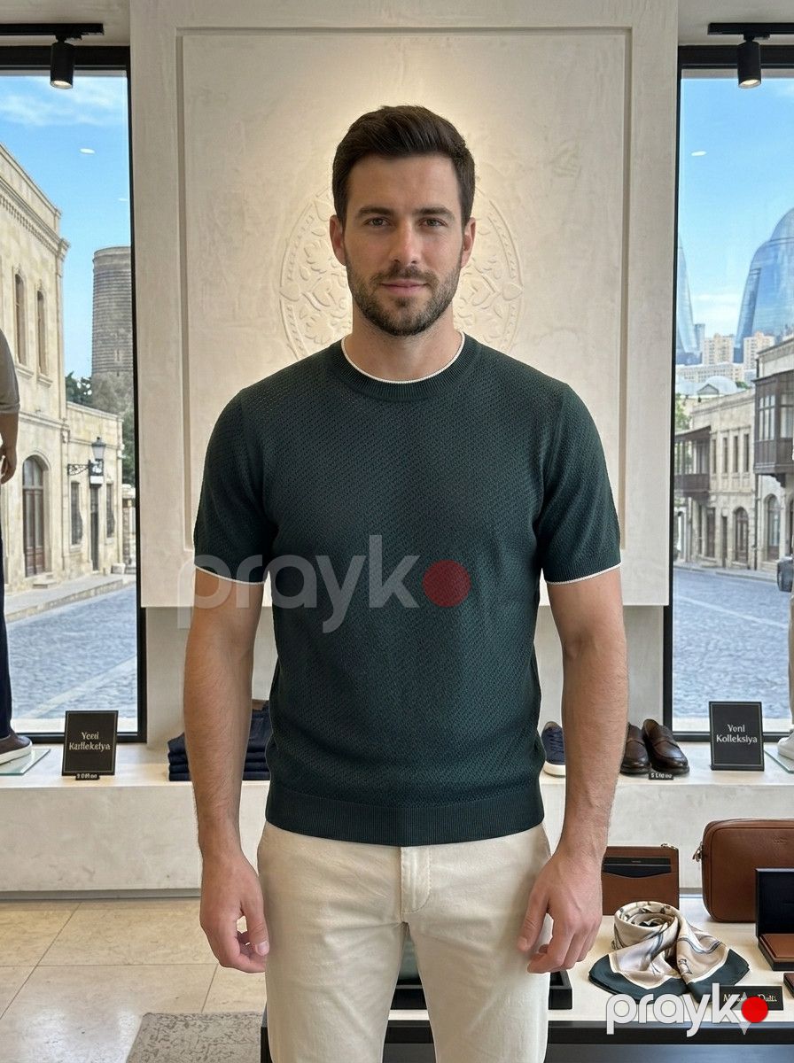 Kişilər üçün futbolka, tünd yaşıl, pambıq, ölçü L — Mallar, Bakı (2)