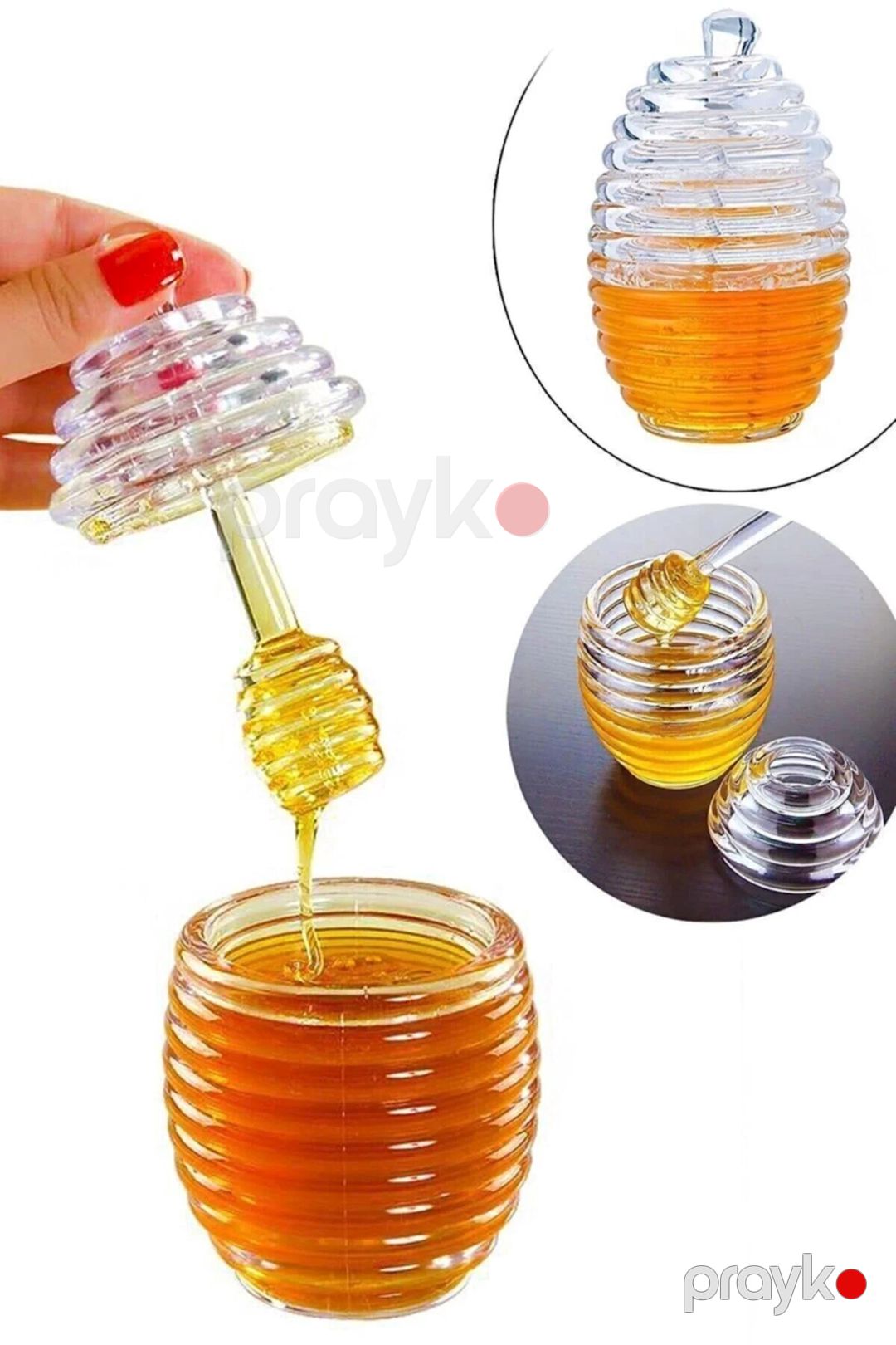 Bal üçün saxlama qabı, qaşıq ilə, akril, şəffaf, 200 ml — Mallar, Bakı (2)