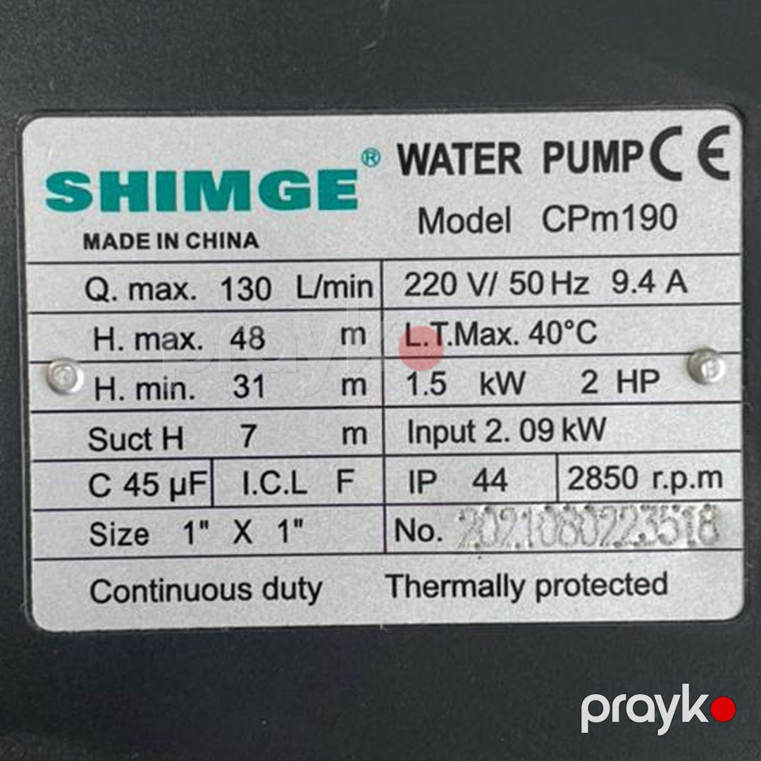 Səthi nasos Shimge CPm190 1829 — Mallar, Bakı (2)