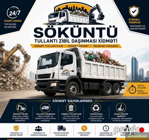 Söküntü tullantı zibil daşınması xidməti — Bakı